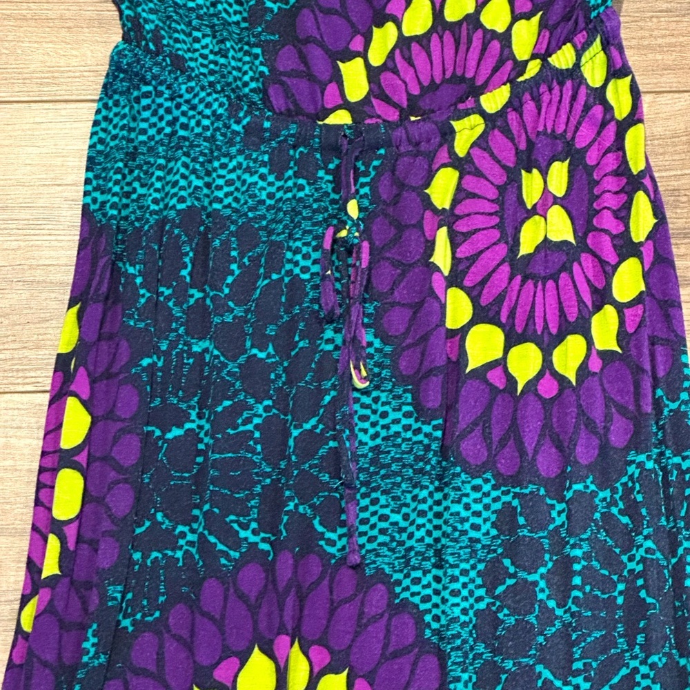 Old Navy Blue and Purple Medallion Strapless Maxi Dress Size Small Petite - Picture 5 of 9